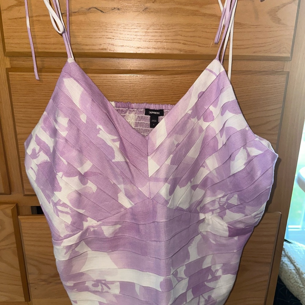 Express Women's Lavender and White Camisole